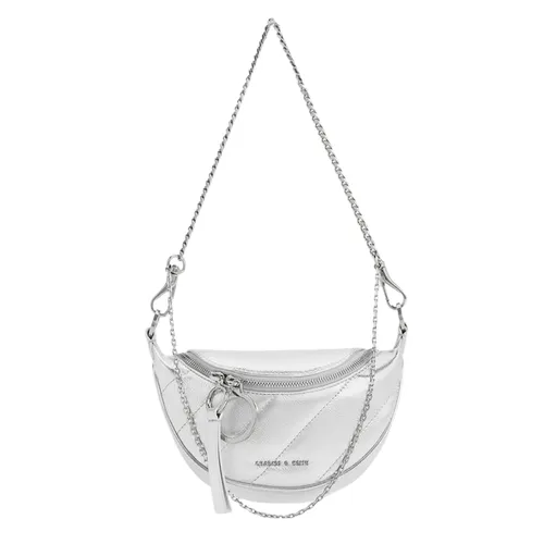 Túi Đeo Chéo Nữ Charles & Keith CNK Philomena Half-Moon Crossbody Bag - Silver 80151325 Màu Bạc