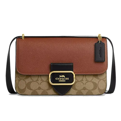 Túi Đeo Chéo Nữ Coach Large Morgan Square Crossbody In Colorblock Signature Canvas CM713 Màu Nâu Be - Túi xách - Vua Hàng Hiệu