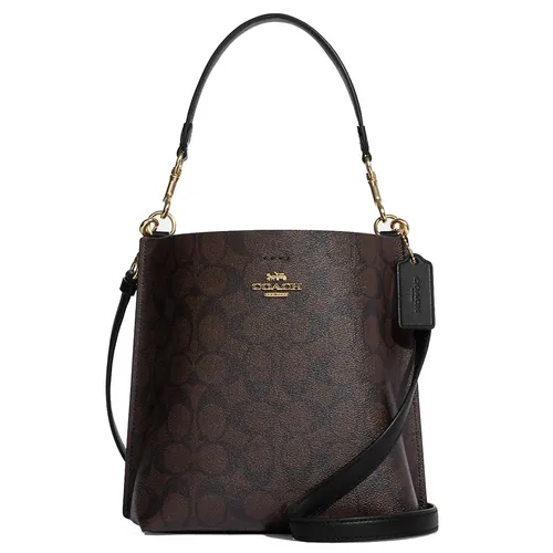 Túi Đeo Chéo Nữ Coach Mollie Bucket Bag 22 In Signature Canvas CA582 Màu Nâu Đen