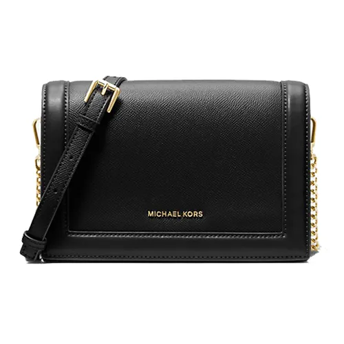 Túi Đeo Chéo Nữ Michael Kors MK Jet Set Large Cross-Grain Leather Shoulder Bag 32S2GJ6C7L Màu Đen T_NA