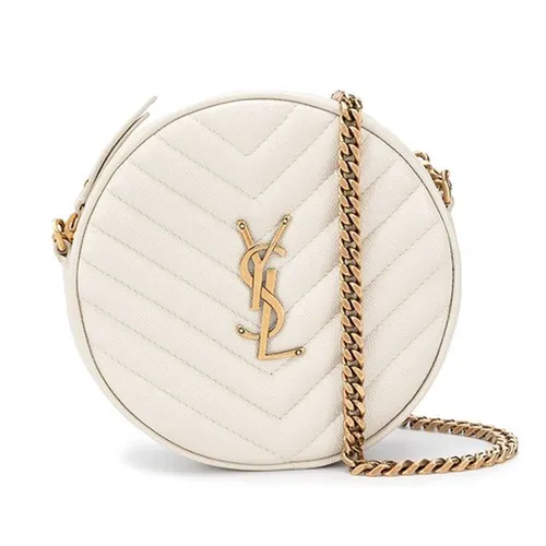 Túi xách - Túi Đeo Chéo Nữ Yves Saint Laurent YSL Vinyle Round Camera Bag 6104361GF07 Màu Trắng - Vua Hàng Hiệu