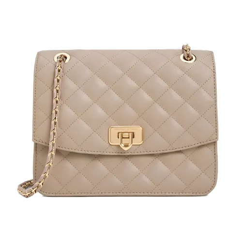 Túi Đeo Vai Nữ Charles & Keith CNK Cressida Quilted Chain Strap Bag 70782173 Màu Nâu Be