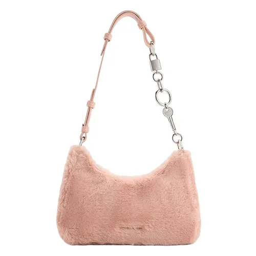 Túi Đeo Vai Nữ Charles & Keith CNK Furry Lock & Key Chain Handle Bag Pink CK2-20271269-1 Màu Hồng