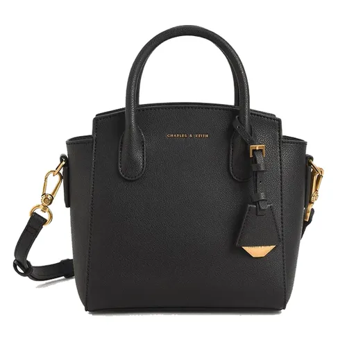 Túi Xách Nữ Charles & Keith CNK Double Handle Trapeze Square Handbag Black 30270225-5 Màu Đen