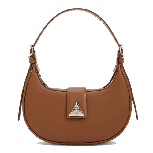 Túi Xách Nữ Charles & Keith CNK Trice Metallic Accent Belted Shoulder Bag Cognac 50271205 Màu Nâu