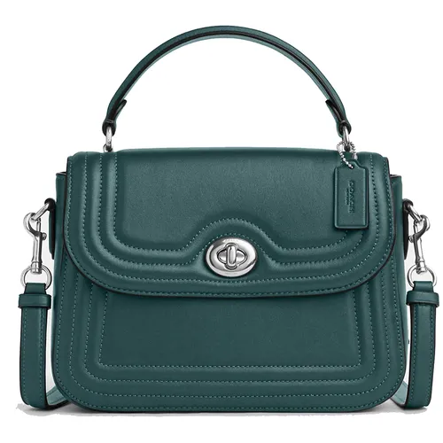 Túi Xách Nữ Coach Marlie Top Handle Satchel With Border Quilting C6800 Silver/Metallic Ivy Màu Xanh Lá