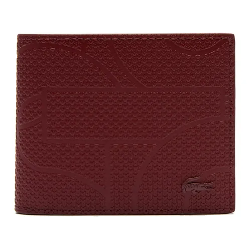 Ví Nam Lacoste Men's Chantaco Small Graphic Piqué Leather Wallet NH3638AP H32 Màu Đỏ