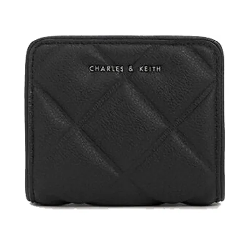 Ví Nữ Charles & Keith CNK Anwen Quilted Short Wallet Noir 10701345 Màu Đen