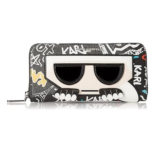 Túi xách - Ví Nữ Karl Lagerfeld Maybelle Continental Large Zip Around Wallet LH9QU5AV BKO Màu Đen Họa Tiết - Vua Hàng Hiệu
