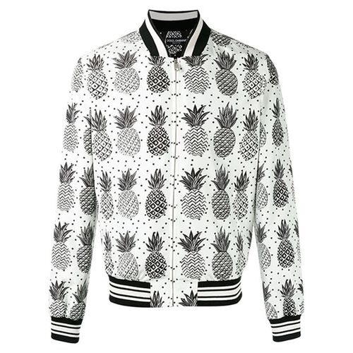 Áo Bomber Nam Dolce & Gabbana D&G Pineapple Print G9IJ8T Màu Trắng Họa Tiết Size 44