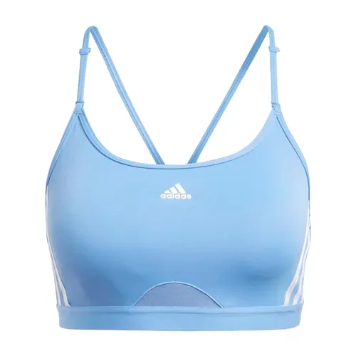 Thời trang - Áo Ngực Thể Thao Nữ Adidas Aeroreact Training Light-Support 3-Stripes Bra HS2966 Màu Xanh Dương Size AMB - Vua Hàng Hiệu