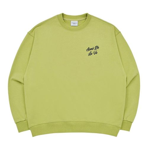 Áo Nỉ Sweater Acmé De La Vie ADLV  Script Logo Printing Sweat Shirt Lime Màu Xanh Bơ