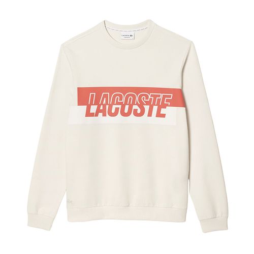 Áo Nỉ Sweater Nam Lacoste  Contrast Logo Print Fleece Lounge SH59523C7 Màu Kem