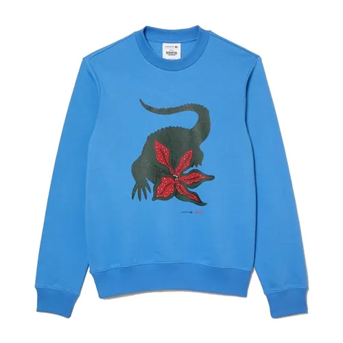 Áo Nỉ Sweater Nam Lacoste Netflix Organic Cotton Fleece Print Màu Xanh Blue