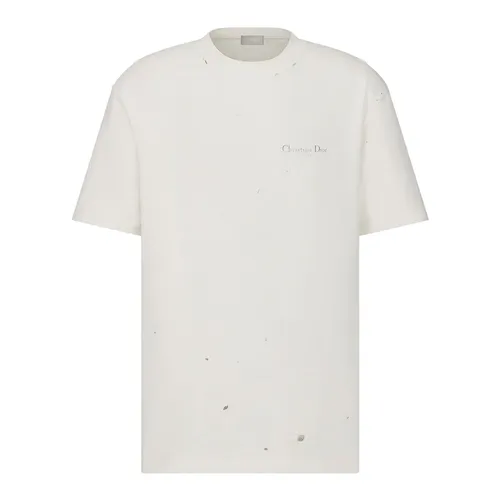 Thời trang Dior Nam - Áo Phông Nam Dior White With Logo Printed Tshirt 343J636A0849_C088 Màu Trắng - Vua Hàng Hiệu