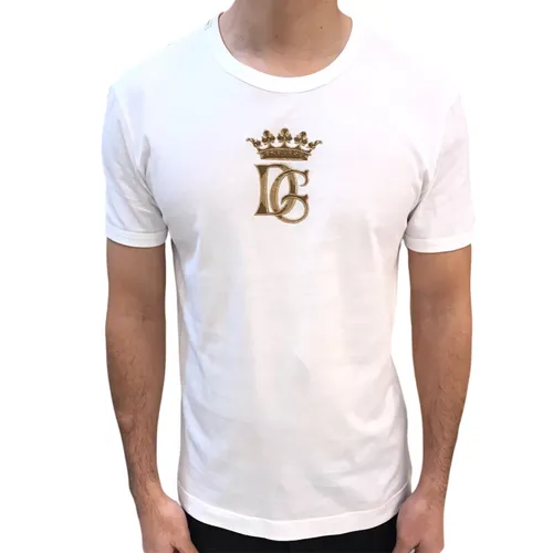 Áo Phông Nam Dolce & Gabbana D&G Logo Crown Tee Tshirt G8JX7Z Màu Trắng Size 48