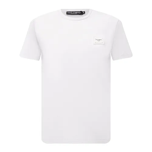 Áo Phông Nam Dolce & Gabbana D&G Logo Embroidered In White Tshirt G8KJ9T Màu Trắng Size 44