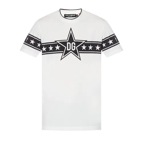 Áo Phông Nam Dolce & Gabbana D&G Logo-Printed DG Tshirt G8KD0T Màu Trắng Size 48