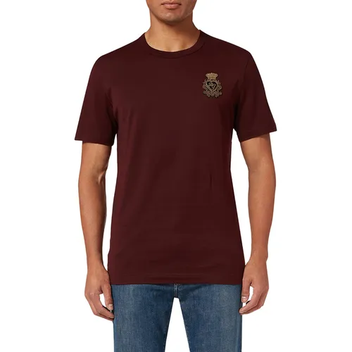 Áo Phông Nam Dolce & Gabbana D&G With Heraldic Patch In Cotton G8KBA2 Tshirt Màu Đỏ Mận Size 44