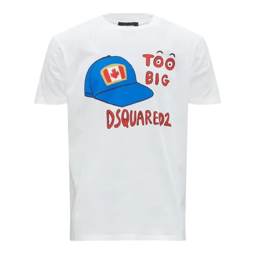 Áo Phông Nam Dsquared2 Too Big Men's Round Neck Short Sleeved TShirt S71GD1185 Màu Trắng Họa Tiết