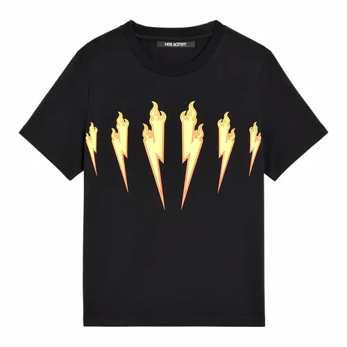 Neil Barrett - Áo Phông Nam Neil Barett Thunder Flame Petit Tshirt PBJT500A Màu Đen Size M - Vua Hàng Hiệu