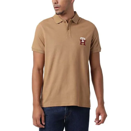 Thời trang Tommy Hilfiger Áo Polo - Áo Polo Nam Tommy Hilfiger Embroidered TH Logo 78j9451210 GD04 Tshirt Màu Vàng Nâu Size M - Vua Hàng Hiệu