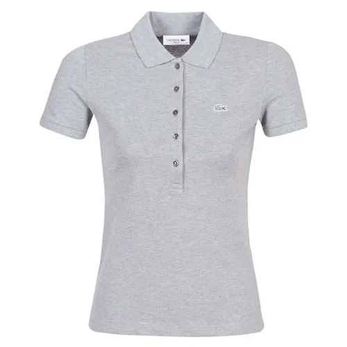 Thời trang Lacoste Nữ Xám Áo Polo - Áo Polo Nữ Lacoste Women's Slim Fit Stretch Cotton Piqué PF7845 72G Màu Xám Size 34 - Vua Hàng Hiệu