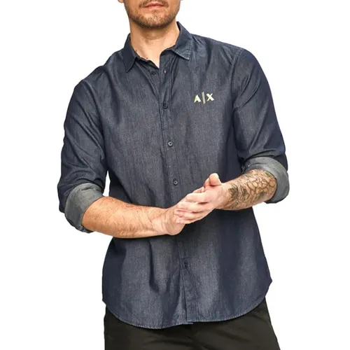 Thời trang Armani Exchange Nam Đen xám Áo sơ mi - Áo Sơ Mi Nam Armani Exchange Shirt 3KZC07 Z1ERZ GE03 Màu Đen Xám Size S - Vua Hàng Hiệu