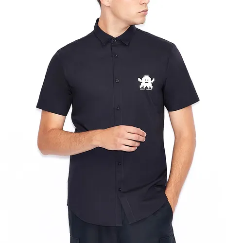 Áo Sơ Mi Nam Armani Exchange Shirt 6HZC03 ZNEAZ GE03 Màu Xanh Đen Size S