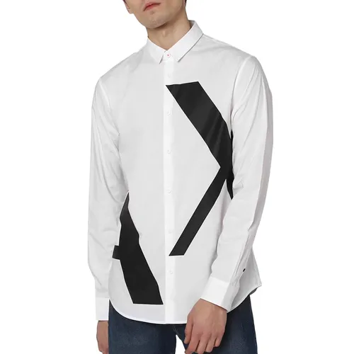 Áo Sơ Mi Nam Armani Exchange Striped Regular Fit Shirt 7VZC24 ZNM5Z Màu Trắng Size XL