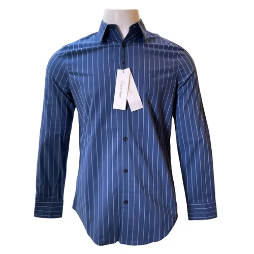 Áo Sơ Mi Nam Calvin Klein CK Shirt Kẻ Sọc GD05 Màu Xanh Size XS