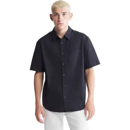 Áo Sơ Mi Nam Calvin Klein CK Solid Pocket Short Sleeve Easy Shirt Màu Đen Size S