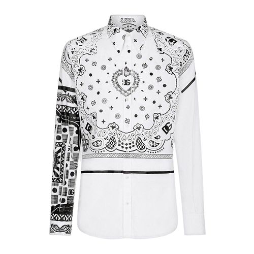 Áo Sơ Mi Nam Dolce & Gabbana D&G White Printed G5IX8TGF101W0800 Màu Trắng Size 38