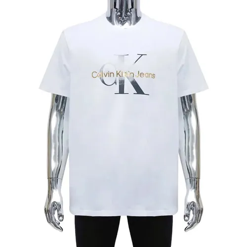Calvin Klein Áo thun - Áo Thun Nam Calvin Klein CK Logo Chữ Vàng SP40586685 - GC03 Màu Trắng Size M - Vua Hàng Hiệu