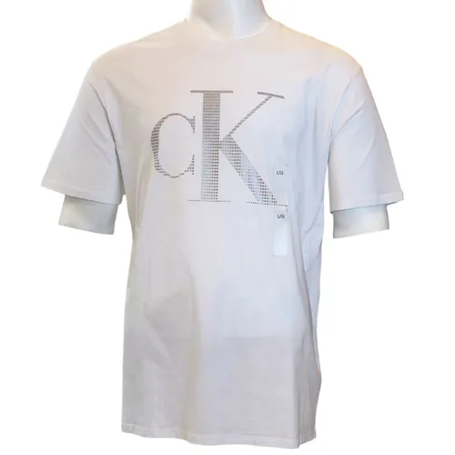 Calvin Klein Áo thun - Áo Thun Nam Calvin Klein CK SP40581599 Tshirt Màu Trắng Size L - Vua Hàng Hiệu