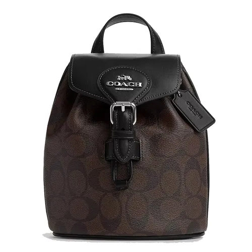 Túi xách Coach Balo - Balo Nữ Coach Amelia Convertible Backpack In Signature Canvas CL458 Màu Nâu Đen - Vua Hàng Hiệu