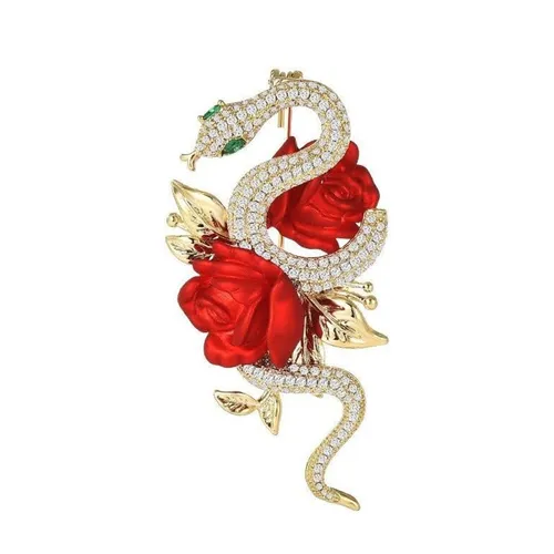 Cài Áo Nữ Meri Animal Brooch For Women Rhinestone Insect Brooch Gold Plated Animal Lapel Pin BR628 Màu Vàng Đỏ