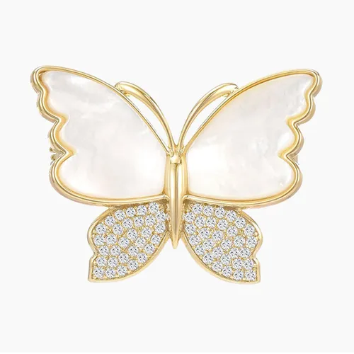 Cài Áo Nữ Meri Bướm Xà Cừ Xinh Xắn BR642 Màu Vàng