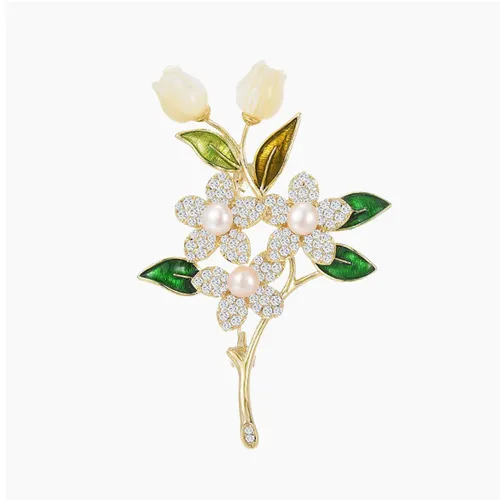 Cài Áo Nữ Meri Nhành Hoa Ngát Hương BR637 Màu Vàng