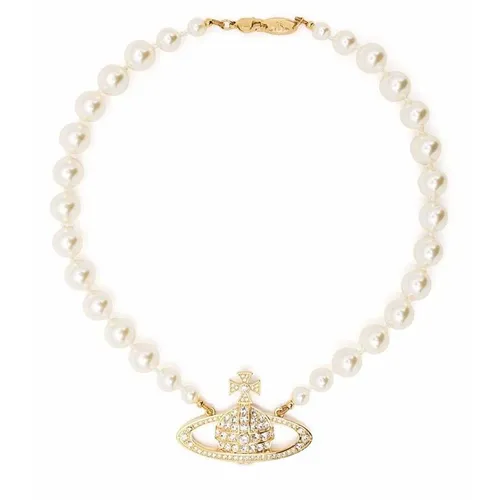 Dây Chuyền Nữ Vivienne Westwood Bas Relief Pearl-Chain Choker Màu Vàng - Trang sức - Vua Hàng Hiệu