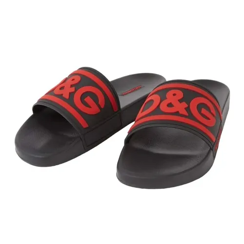Dép Nam Dolce & Gabbana D&G Black Logo DG Red Rubber CS2072 AQ858 89650 Màu Đen - Dép - Vua Hàng Hiệu