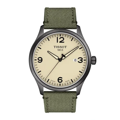 Đồng Hồ Nam Tissot Gent XL Quartz Beige Dial Olive Green Fabric Watch T116.410.37.267.00 Màu Xanh Olive - Đồng hồ - Vua Hàng Hiệu