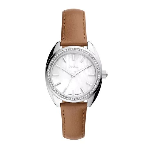 Đồng Hồ Nữ Fossil Vale Solar-Powered Brown Leather Watch BQ3774 Màu Nâu Bạc