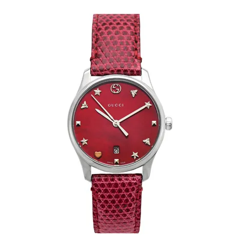 Đồng Hồ Nữ Gucci G-Timeless Red Mop Dial Red Leather YA126584 Màu Đỏ 