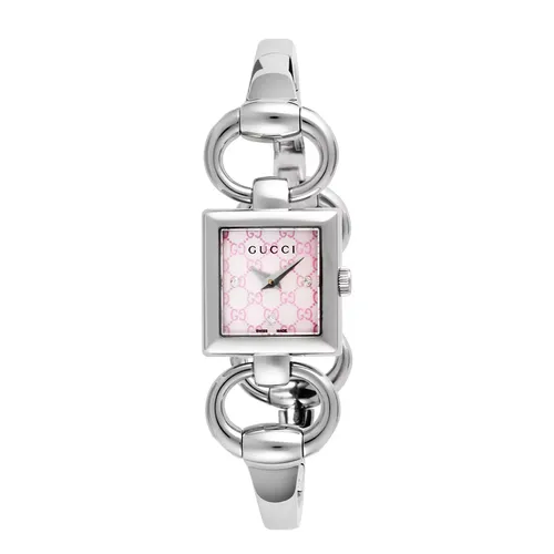 Gucci Nữ Mặt chữ nhật Hồng - Đồng Hồ Nữ Gucci GG Tornabuoni Diamond Màu Bạc - Vua Hàng Hiệu