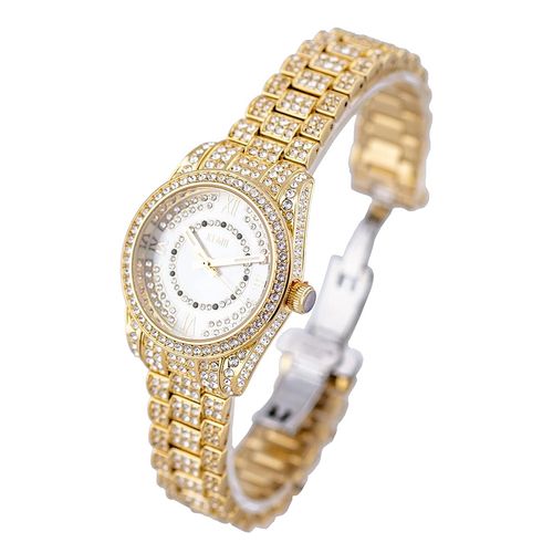 Đồng Hồ Nữ Kemil K&M Petutina Crystal Women's Watch KM2201 Màu Vàng Gold-3