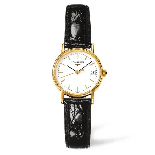 Đồng hồ - Đồng Hồ Nữ Longines White Dial Black Leather Watch L4.319.2.12.2 Màu Đen - Vua Hàng Hiệu
