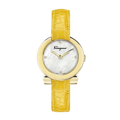 Đồng Hồ Nữ Salvatore Ferragamo Gancino Stainless Yellow Leather Watch FAP040016 Màu Vàng