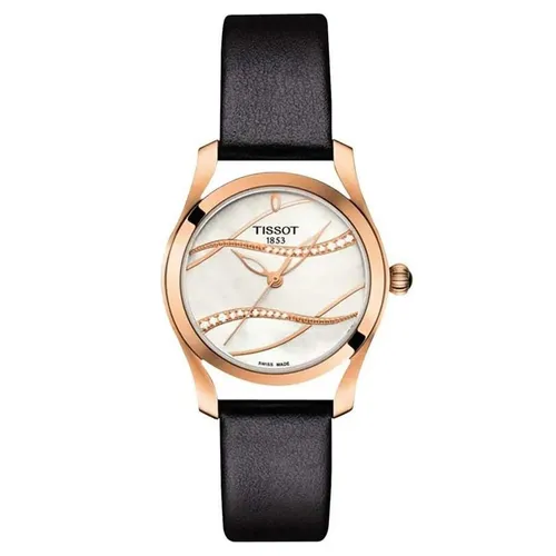 Đồng Hồ Nữ Tissot T-Wave White Mother Of Pearl Diamond Dial T112.210.36.111.00 Màu Đen Vàng