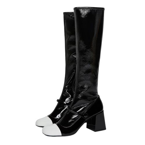 Giày Boot Nữ  Miu Miu Patent leather Boots  Black Màu Đen Size 36.5